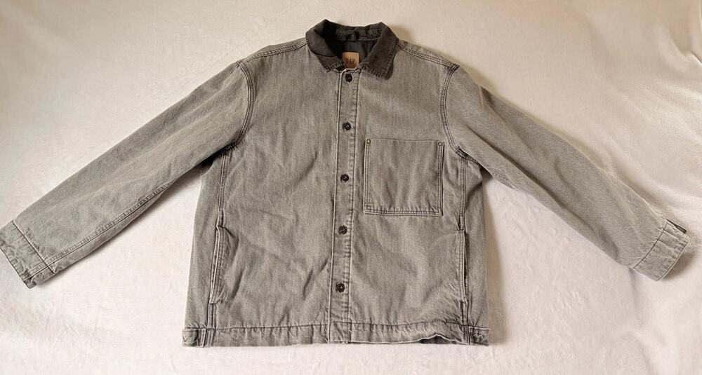 Gap Denim Gray Jean Chore Coat Mens Size L Corduroy Collar
